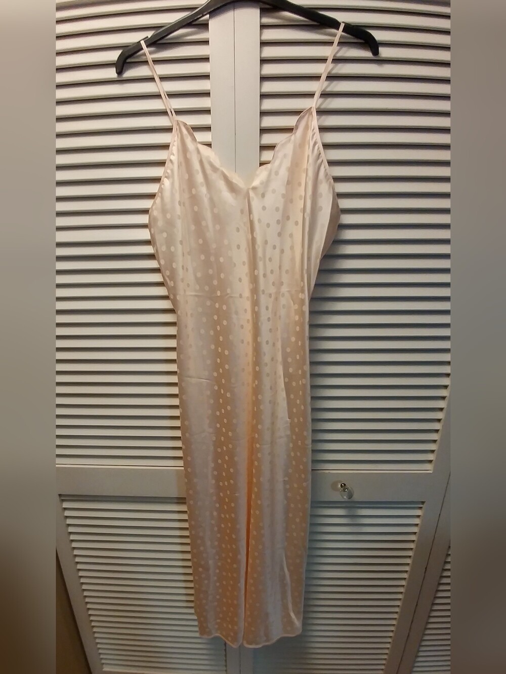 Silky Polka Dot Slip Nightgown - Blush Pink